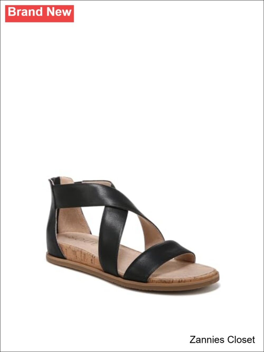 ✨ Naturalizer Cindi Strappy Flat Sandals Open Toe Cork Wedge Casual